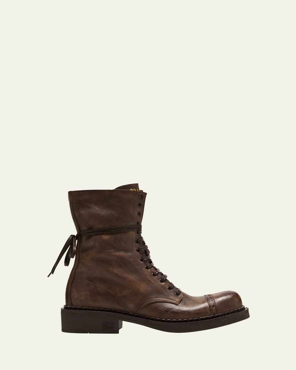 Calfskin Cap-Toe Combat Boots